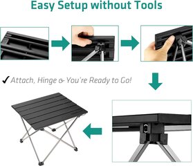 Складной стол для кемпинга Trekology, 40x40x32 см, чёрный цена и информация | Садовые столы и столики | kaup24.ee