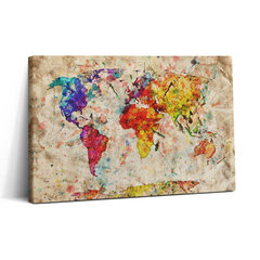 Seinapilt Värviline maailmakaart цена и информация | Картины, живопись | kaup24.ee