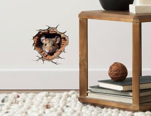 Наклейка на стену 3D Дыра от мыши с заглядывающей мышью цена и информация | Декоративные наклейки | kaup24.ee