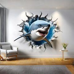 Наклейка 3D Акула Вырывающаяся из Стены цена и информация | Декоративные наклейки | kaup24.ee