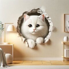 Обаятельный 3D стикер с белым котенком для декора цена и информация | Декоративные наклейки | kaup24.ee