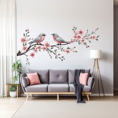 Элегантная настенная наклейка с ветками и птицами для гостиной цена и информация | Декоративные наклейки | kaup24.ee