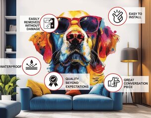 Seinakleebis "Päikeseprillidega koer" hind ja info | Seinakleebised | kaup24.ee