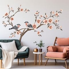 Наклейка на стену - Дерево с цветами и птицами цена и информация | Декоративные наклейки | kaup24.ee