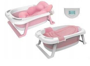 Складная детская ванночка с термометром, розовая цена и информация | Maudynių prekės | kaup24.ee