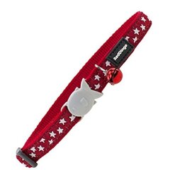 Kassi kaelarihm Red Stars 1,2 x 20-32 cm hind ja info | Jalutusrihmad, kaelarihmad ja traksid kassidele | kaup24.ee
