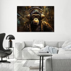 Seinapilt Šimpans kõrvaklappidega цена и информация | Картины, живопись | kaup24.ee
