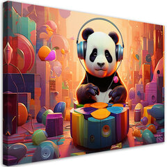 Seinapilt Panda kõrvaklappidega цена и информация | Картины, живопись | kaup24.ee