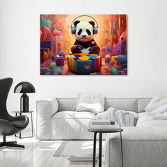 Seinapilt Panda kõrvaklappidega цена и информация | Картины, живопись | kaup24.ee
