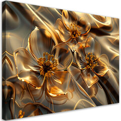 Seinapilt Kuldsed klaasist lilled цена и информация | Картины, живопись | kaup24.ee