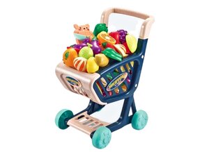 Детская тележка для покупок с овощами, голубая цена и информация | Игрушки для девочек | kaup24.ee