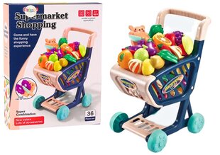 Детская тележка для покупок с овощами, голубая цена и информация | Игрушки для девочек | kaup24.ee