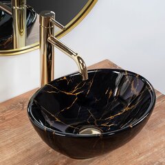 Valamu Rea Sofia Mini Black Marble Shiny hind ja info | Kraanikausid, valamud | kaup24.ee