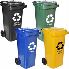 Комплект контейнеров для мусора - 120 л - четыре цвета (черный) цена и информация | Мусорные баки | kaup24.ee