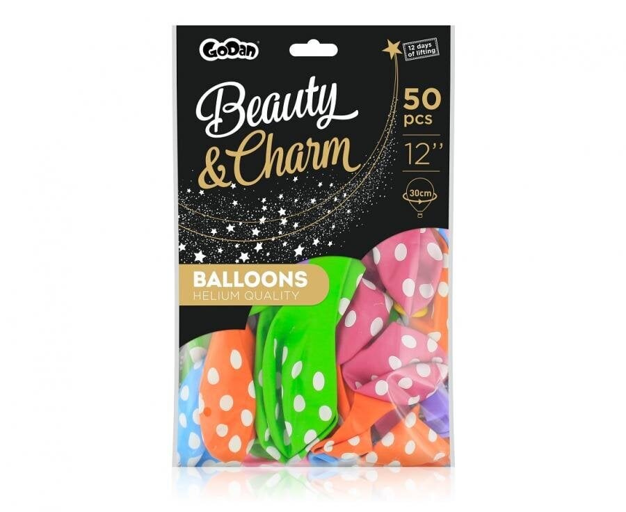Tugevad õhupallid Beauty and Charm 30 cm, dots pastel, erinevad värvid, 50 tk цена и информация | Õhupallid | kaup24.ee