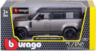 Bburago 1:24 Land Rover Defender 2022 hõbe 21101SL hind ja info | Poiste mänguasjad | kaup24.ee