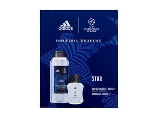 Komplekt Adidas UEFA Champions League meestele: tualettvesi EDT, 50 ml + dušigeel, 250 ml hind ja info | Meeste parfüümid | kaup24.ee