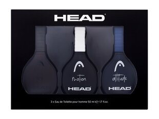 Komplekt HEAD meestele: tualettvesi Motion EDT, 50 ml + tualettvesi Fire EDT, 50 ml + tualettvesi Attitude EDT, 50 ml hind ja info | Meeste parfüümid | kaup24.ee