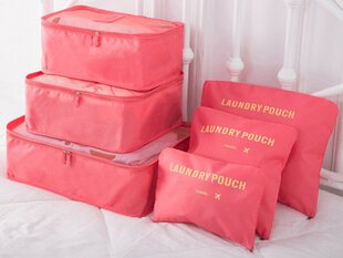 Набор тревел-чехлов для чемодана, 6 шт., розовый цена и информация | Чемоданы, дорожные сумки | kaup24.ee