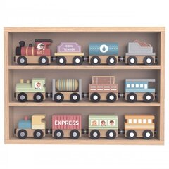 Деревянный поезд и набор вагонов в коробке, Tooky Toy цена и информация | Игрушки для мальчиков | kaup24.ee