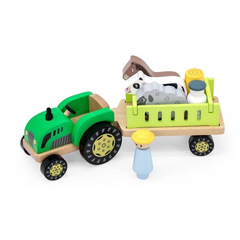 Puidust traktori ja tarvikute komplekt Viga hind ja info | Imikute mänguasjad | kaup24.ee