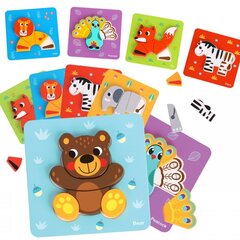 Puidust Montessori pusle Woopie, loomad hind ja info | Arendavad mänguasjad | kaup24.ee