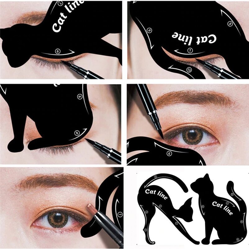 Multifunktsionaalne silmade värvimise šabloon Cat Eye Card, 2 tk hind ja info | Meigipintslid, -käsnad | kaup24.ee