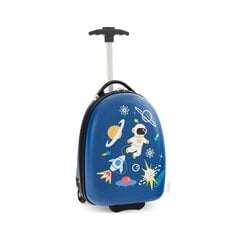 Детский чемодан с 2-х ступенчатой телескопической ручкой Costway, космонавты ,синий цена и информация | Чемоданы, дорожные сумки | kaup24.ee