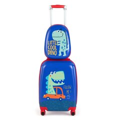 Детский багажный комплект из 2 предметов Costway, Дракон, Синий цена и информация | Чемоданы, дорожные сумки | kaup24.ee