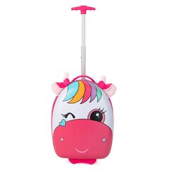Детский чемодан со светящимися колесами Costway, розовый цена и информация | Чемоданы, дорожные сумки | kaup24.ee