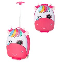 Детский чемодан со светящимися колесами Costway, розовый цена и информация | Чемоданы, дорожные сумки | kaup24.ee