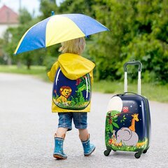 2-osaline laste pagasikomplekt, kaasaskantav kohver + seljakott, džungel, Costway hind ja info | Kohvrid, reisikotid | kaup24.ee