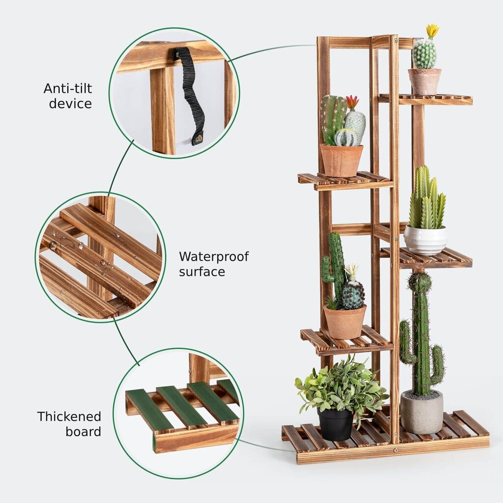 Lilleriiul 5-korruseline, puidust taimealus 50 x 21 x 103 cm, Costway hind ja info | Vaasid, alused, redelid lilledele | kaup24.ee