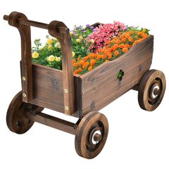 Dekoratiivne ratastega lillekäru Costway,68 x 38,5 x 53,5 cm hind ja info | Dekoratiivsed lillepotid | kaup24.ee