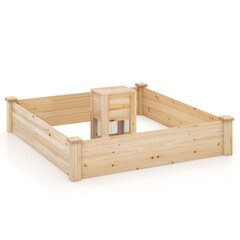 Деревянный ящик для цветов с ящиком для компоста Costway, 124 x 124 x 25,5 см цена и информация | Теплицы | kaup24.ee