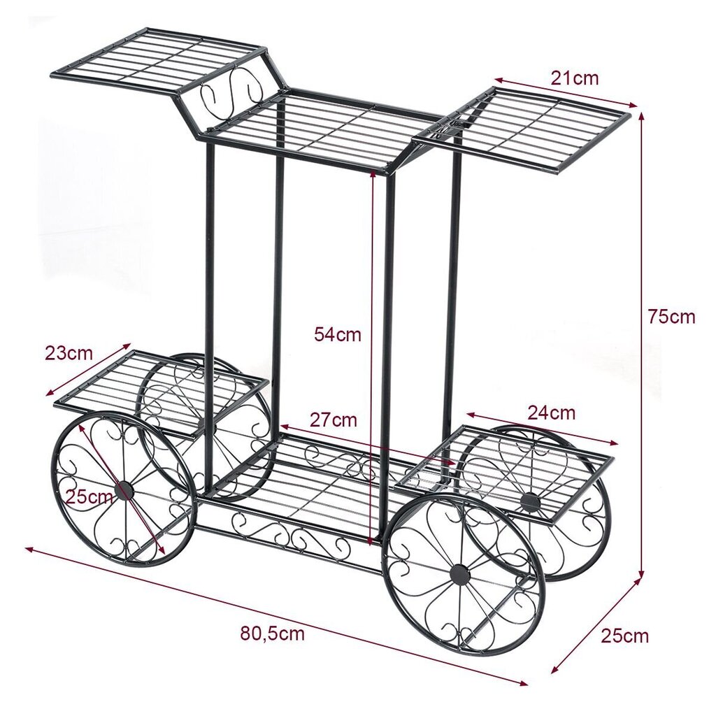 Lillealus Costway, must, 80,5 x 25 x 75 cm цена и информация | Vaasid, alused, redelid lilledele | kaup24.ee