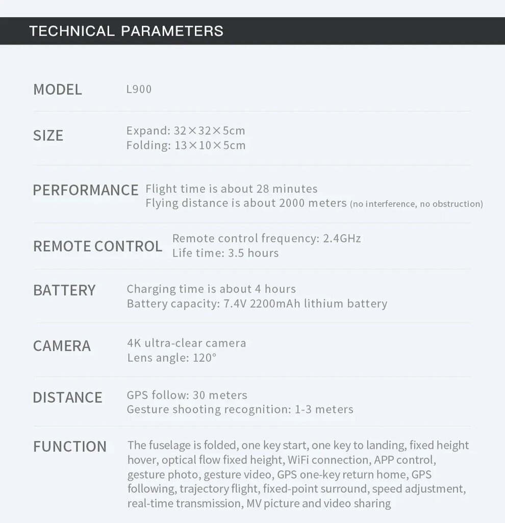 L900 Pro GPS hind ja info | Droonid | kaup24.ee
