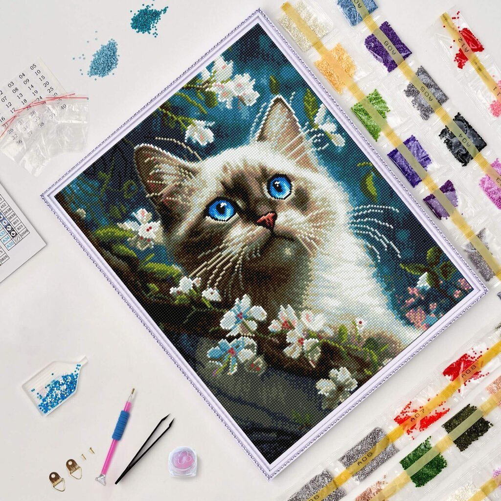 Teemantmosaiik raamiga TM Varvikas - Cat's harmony LG338e, 40x50 cm цена и информация | Teemantmaalid, teemanttikandid | kaup24.ee