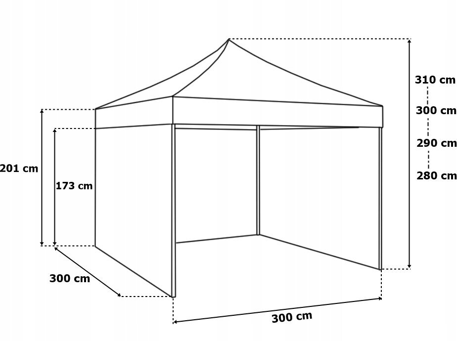 Aiapaviljon 3x3 m, sinine цена и информация | Varikatused ja aiapaviljonid | kaup24.ee