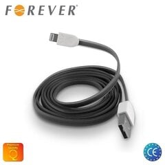 Плоский силиконовый USB кабель данных и заряда на Lightning Forever для iPhone 5, 5S, 6, черный (MD818 Аналог) цена и информация | Borofone 43757-uniw | kaup24.ee