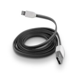 Forever Lightning MD818ZM/A USB data and charging flat cable 1m Black (Analogs) hind ja info | Mobiiltelefonide kaablid | kaup24.ee