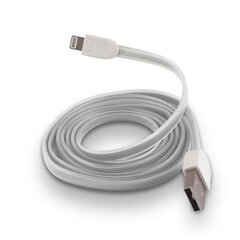 Плоский силиконовый USB кабель данных и заряда Forever на Lightning iPhone 5 5S 6, белый (MD818 Аналог) цена и информация | Кабели для телефонов | kaup24.ee