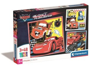 Puslekomplekt Cars Glow Racers Clementoni, 25309, 3x48 d. hind ja info | Pusled | kaup24.ee