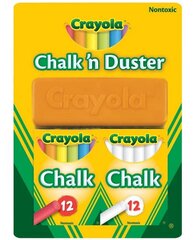 CX Crayola kriit 2x12tk valget värvi+käsn 51-6009 hind ja info | Kunstitarbed, voolimise tarvikud | kaup24.ee