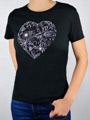 Женская футболка Noviti "Heart" (черная) цена и информация | Женские футболки | kaup24.ee