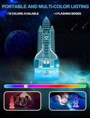 3D Öölamp Lastele Rakett 16 värvi, puldiga hind ja info | Peokaunistused | kaup24.ee