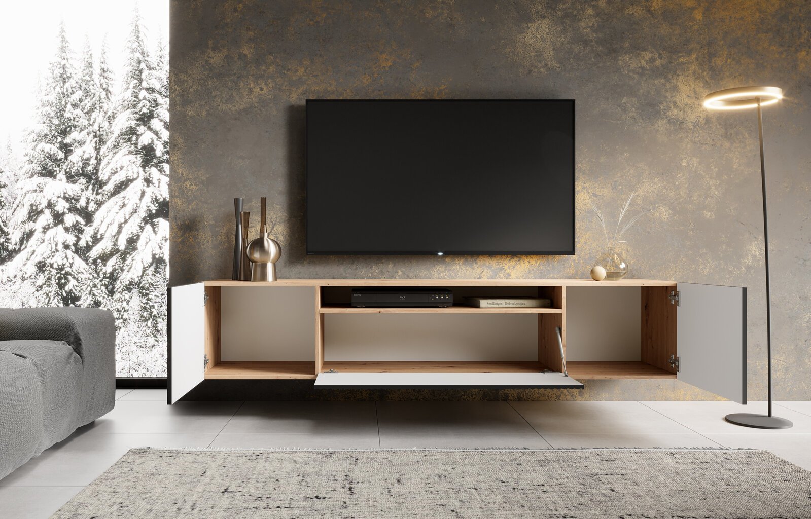 Tv-kapp ADRK Furniture Noemi, must/pruun цена и информация | TV alused | kaup24.ee