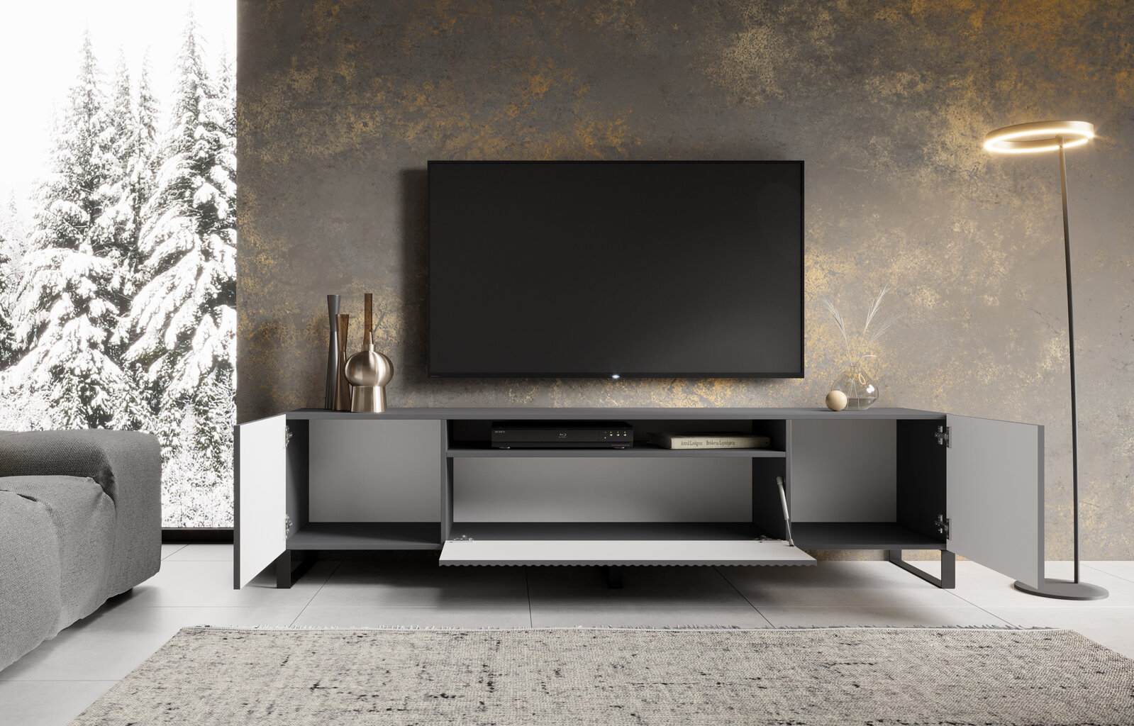 TV-kapp ADRK Furniture Noemi, hall цена и информация | TV alused | kaup24.ee