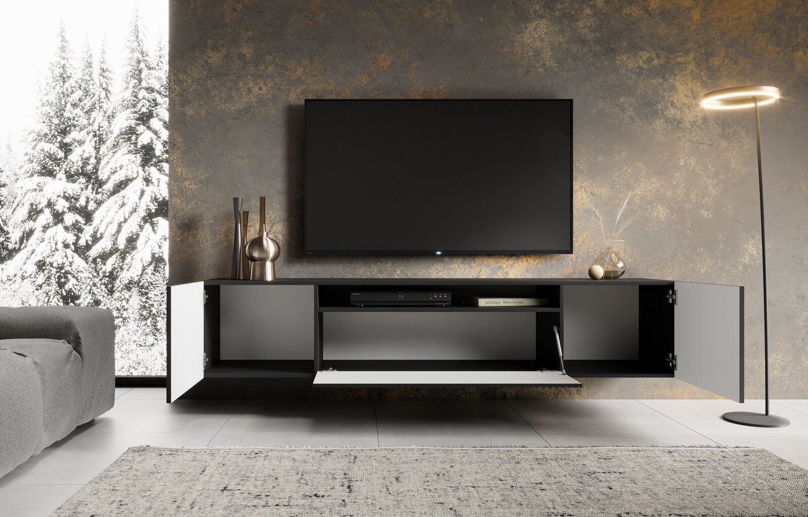 TV-kapp ADRK Furniture Noemi, must цена и информация | TV alused | kaup24.ee