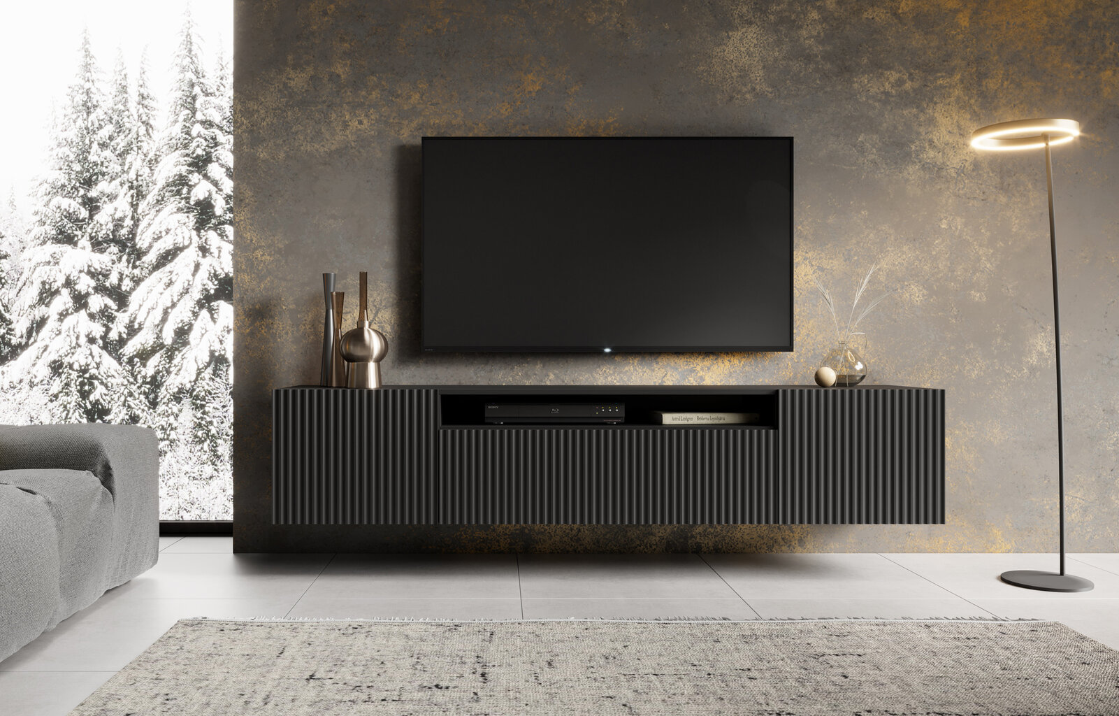 TV-kapp ADRK Furniture Noemi, must цена и информация | TV alused | kaup24.ee